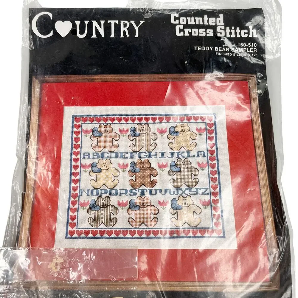 Vintage Lot 3 Janlynn Counted Cross Stitch Kits Wedding Bears Heart